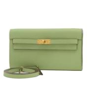 Pre-owned Leather shoulder-bags Hermès Vintage , Green , Dames