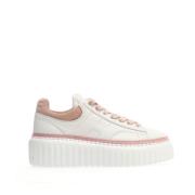 Stijlvolle Wit Roze Gestreepte Sneakers Hogan , White , Dames