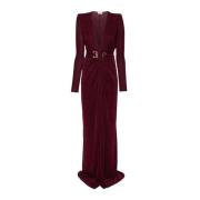 Rode Loper Lange Mouw Lurex Jurk Elisabetta Franchi , Red , Dames