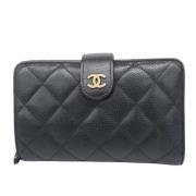 Pre-owned Leather wallets Chanel Vintage , Black , Dames