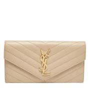 Pre-owned Leather wallets Yves Saint Laurent Vintage , Beige , Dames