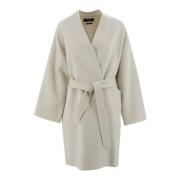 Crème Midi Robe Jas met Shawl Kraag Max Mara Weekend , Beige , Dames