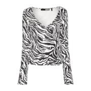 Zebra Print Sequin T-shirt Rotate Birger Christensen , Black , Dames