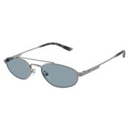 Mat Gunmetal Blauwe Lens Zonnebril Emporio Armani , Black , Unisex