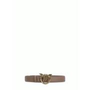 Beige Love Birds Leren Riem Pinko , Beige , Dames