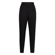 Gabardine broek met satijndetails Dolce & Gabbana , Black , Dames