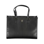 Zwarte polyethyleen schoudertas met logo Tommy Hilfiger , Black , Dame...