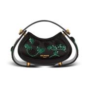 Kleine Jolie Madame tas in braam-geborduurd satijn Balmain , Black , D...