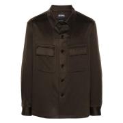 Kasjmier overshirt met knoopsluiting Ermenegildo Zegna , Brown , Heren