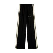 Zwarte Wijde Pijp Broek met Geborduurd Logo Palm Angels , Black , Dame...