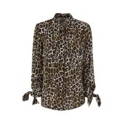 Dierenprint Georgette Blouse met Strikmanchetten Elisabetta Franchi , ...