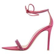 Pre-owned Satin sandals Gianvito Rossi Pre-owned , Pink , Dames