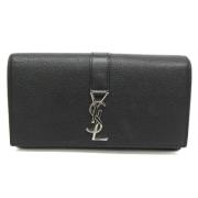 Pre-owned Leather wallets Yves Saint Laurent Vintage , Black , Dames