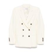 Witte Double-Breasted Wollen Jas Alberto Biani , White , Dames