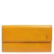 Pre-owned Leather wallets Louis Vuitton Vintage , Yellow , Dames