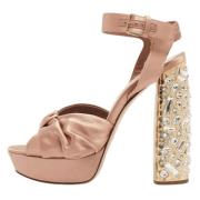 Pre-owned Satin sandals Miu Miu Pre-owned , Beige , Dames