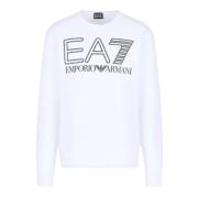 Witte Crewneck Sweatshirt met Voorlogo Emporio Armani EA7 , White , He...