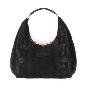 Zwarte Jacquard Hobo Tas Elisabetta Franchi , Black , Dames