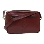 Pre-owned Leather shoulder-bags Cartier Vintage , Red , Dames