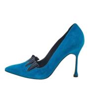 Pre-owned Leather heels Manolo Blahnik Pre-owned , Blue , Dames