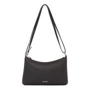 Zwarte Effen Schoudertas met Rits Calvin Klein , Black , Dames