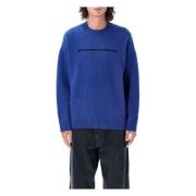 Blauwe Logo Gebreide Trui Aw24 Emporio Armani , Blue , Heren