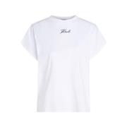 WIT T-Shirt Zwart Logo Karl Lagerfeld , White , Dames