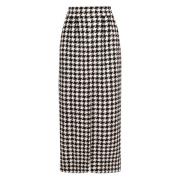 Elegante Houndstooth Zijde Wol Rok Dolce & Gabbana , White , Dames