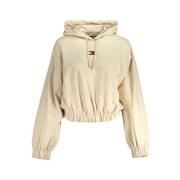 Beige Katoenen Hoodie met Borduurwerk Tommy Hilfiger , Beige , Dames