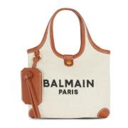 Canvas en leren B-legering Boodschappentas Balmain , Beige , Dames