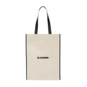 Leren Handvat Beige Zwarte Tas Jil Sander , Beige , Heren