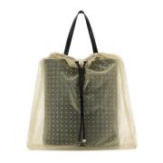 Nebula Leren Tule Shopper Alexander McQueen , Beige , Dames