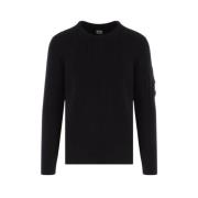 Zwarte Geribbelde Crewneck Trui C.p. Company , Black , Heren