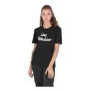 Zwart Katoenen T-shirt met Liefde Love Moschino , Black , Dames