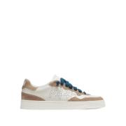 Sneakers van crèmekleurig leer met taupe details P448 , Multicolor , H...