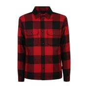 Rood Geruite Wollen Jas Woolrich , Red , Heren