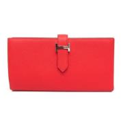 Pre-owned Leather wallets Hermès Vintage , Red , Dames