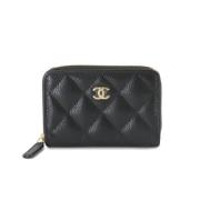 Pre-owned Leather wallets Chanel Vintage , Black , Dames