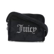 Zwarte Velvet Schoudertas met Logo Juicy Couture , Black , Dames