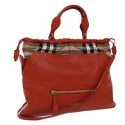 Pre-owned Leather handbags Burberry Vintage , Red , Dames