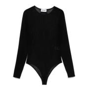 Zwart Flocked Mesh Body Jean Paul Gaultier , Black , Dames