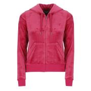 Fuchsia Hoodie met Logo Rits Sluiting Juicy Couture , Pink , Dames