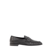 Leren Penny Loafers Gestapelde Hak The Row , Black , Heren