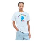 Logo Print Crewneck T-Shirt A Bathing APE , White , Heren