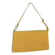 Pre-owned Leather pouches Louis Vuitton Vintage , Yellow , Dames