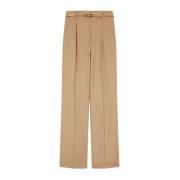 Wollen broek met riem Max Mara Studio , Brown , Dames