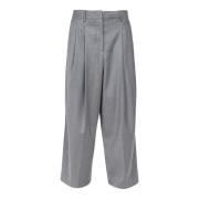 Wijde broek van wolflanel Semicouture , Gray , Dames