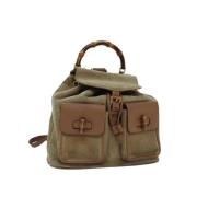 Pre-owned Leather backpacks Gucci Vintage , Beige , Dames