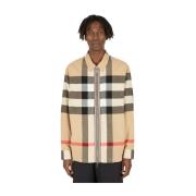 Geruite ritssluitingsovershirt Burberry , Beige , Heren