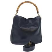 Pre-owned Leather handbags Gucci Vintage , Blue , Dames